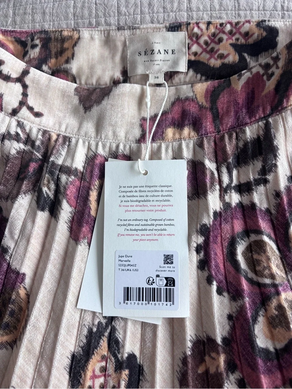 NWT Sézane Dune Skirt in Merveille Print Size 4/36 - Picture 6 of 8
